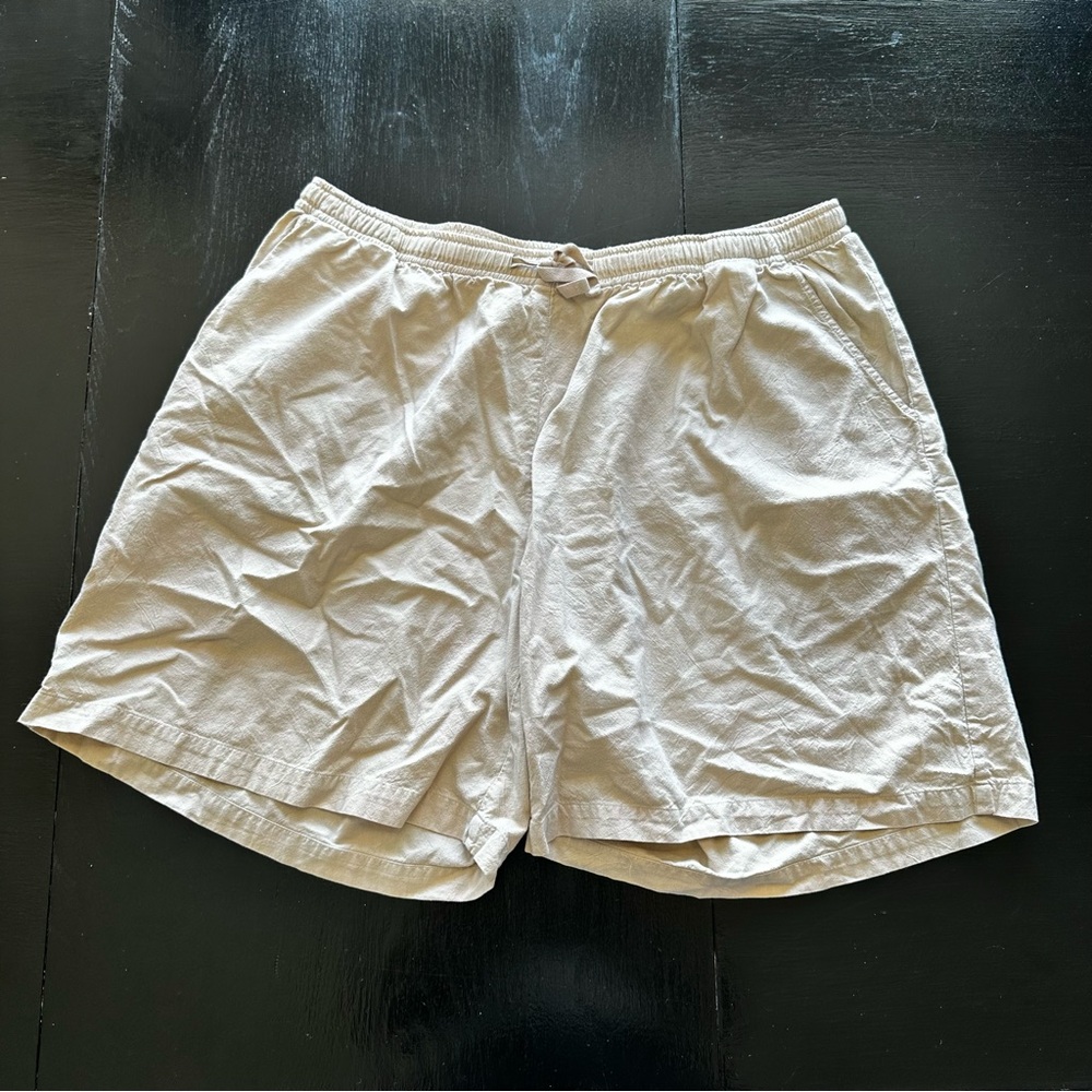Cathy Essentials XL Stretchy Elastic Waist Cream Tan Linen Look Vacation